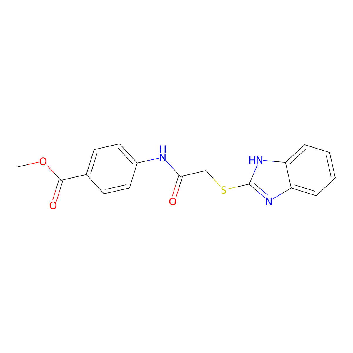 methyl 4-[2-(1H-1,3-benzodiazol-2-ylsulfanyl)acetamido]benzoate molecular structure, CAS 345988-72-9