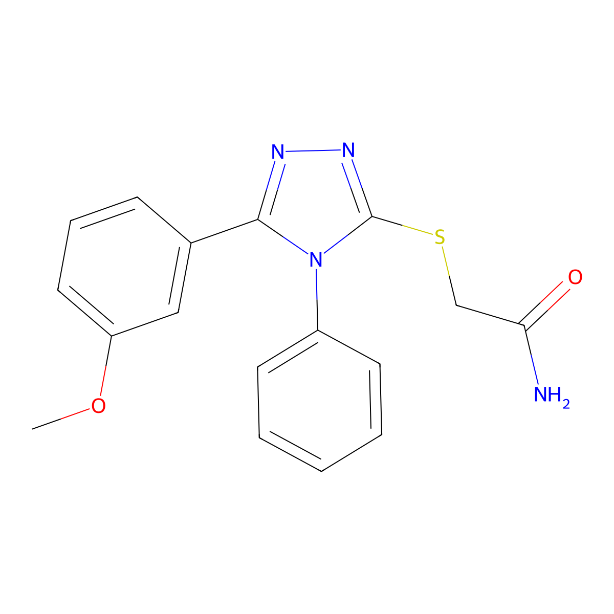 2-[[5-(3-Methoxyphenyl)-4-phenyl-4H-1,2,4-triazol-3-yl]thio]acetamide molecular structure, CAS 345989-02-8