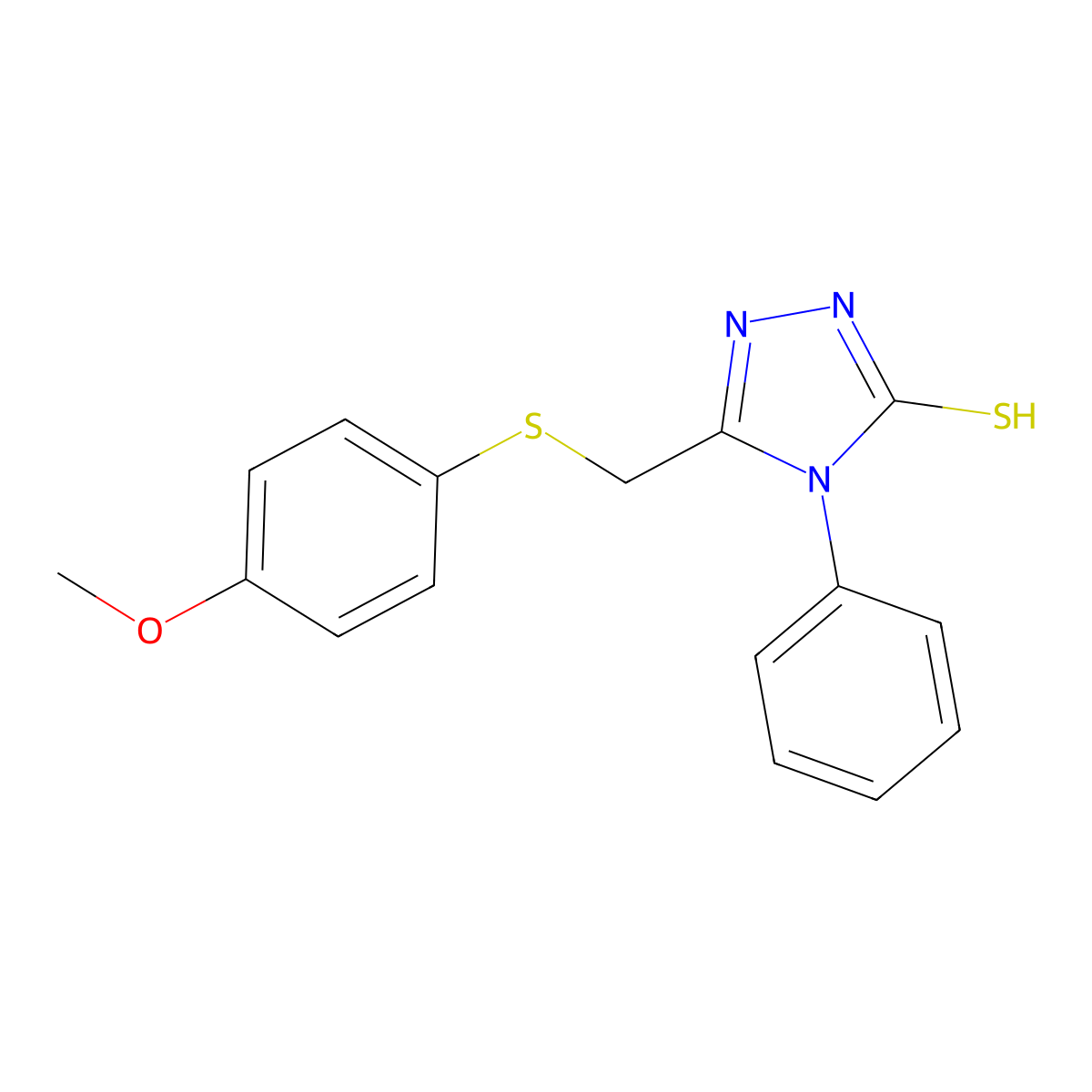5-{[(4-methoxyphenyl)sulfanyl]methyl}-4-phenyl-4H-1,2,4-triazole-3-thiol molecular structure, CAS 345989-29-9
