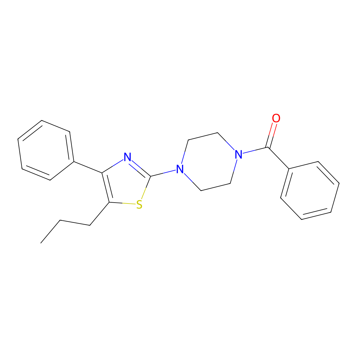 Phenyl-[4-(4-phenyl-5-propyl-1,3-thiazol-2-yl)piperazin-1-yl]methanone molecular structure, CAS 345990-21-8