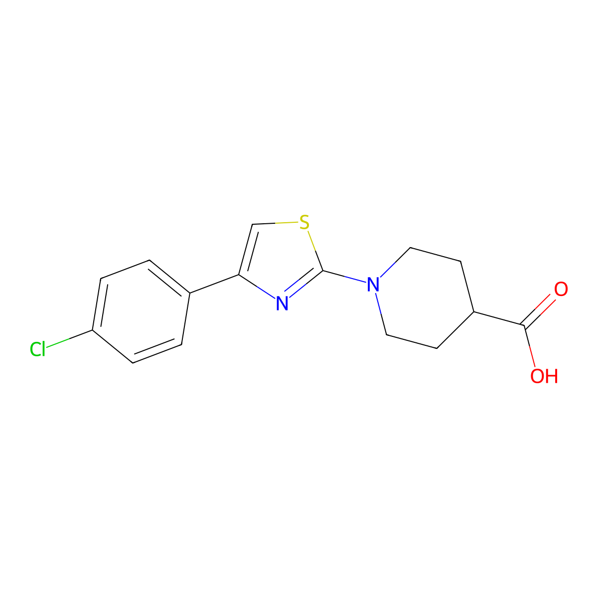 1-(4-(4-Chlorophenyl)thiazol-2-yl)piperidine-4-carboxylic acid molecular structure, CAS 345990-26-3