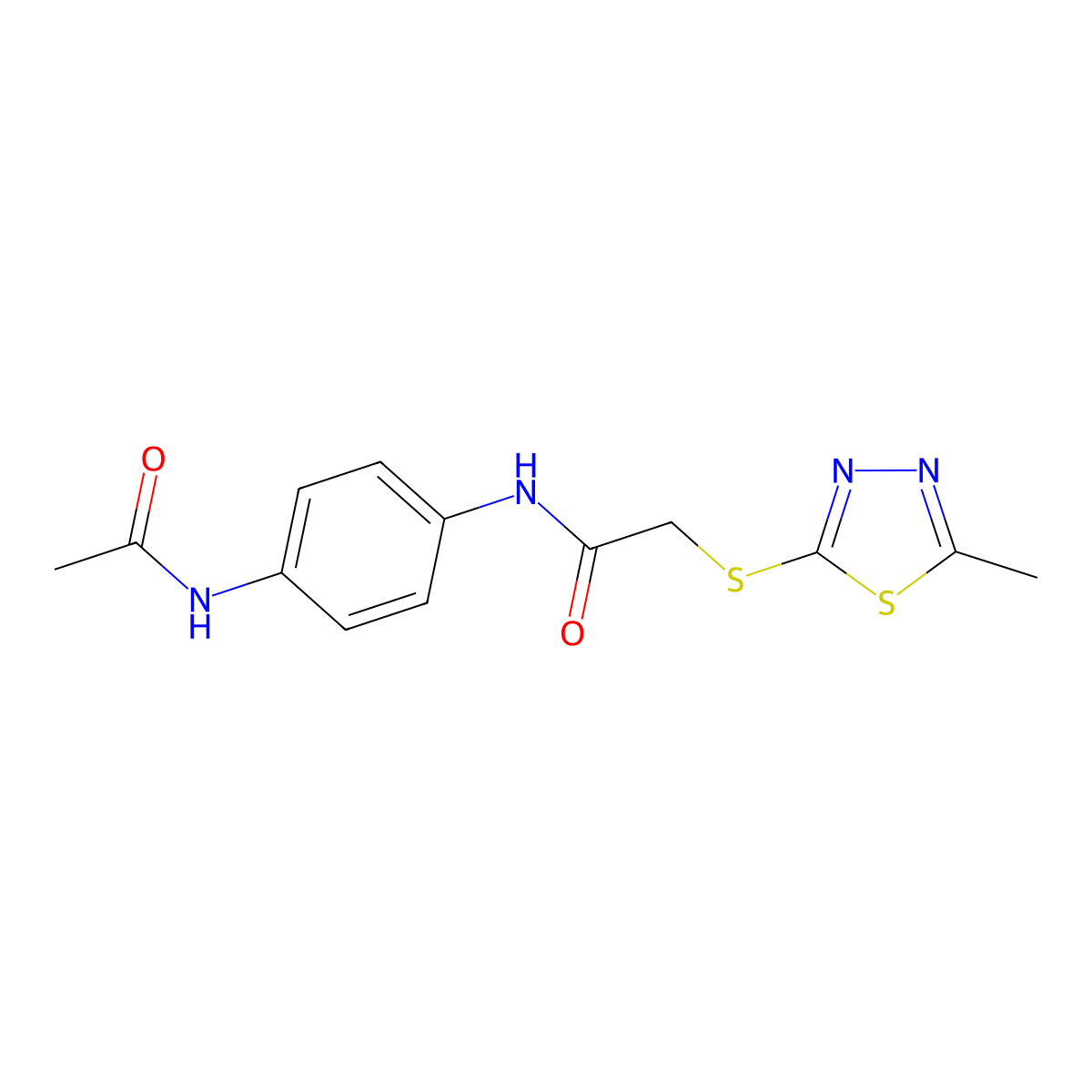 N-(4-(Acetylamino)phenyl)-2-((5-methyl-1,3,4-thiadiazol-2-yl)thio)acetamide molecular structure, CAS 345990-27-4