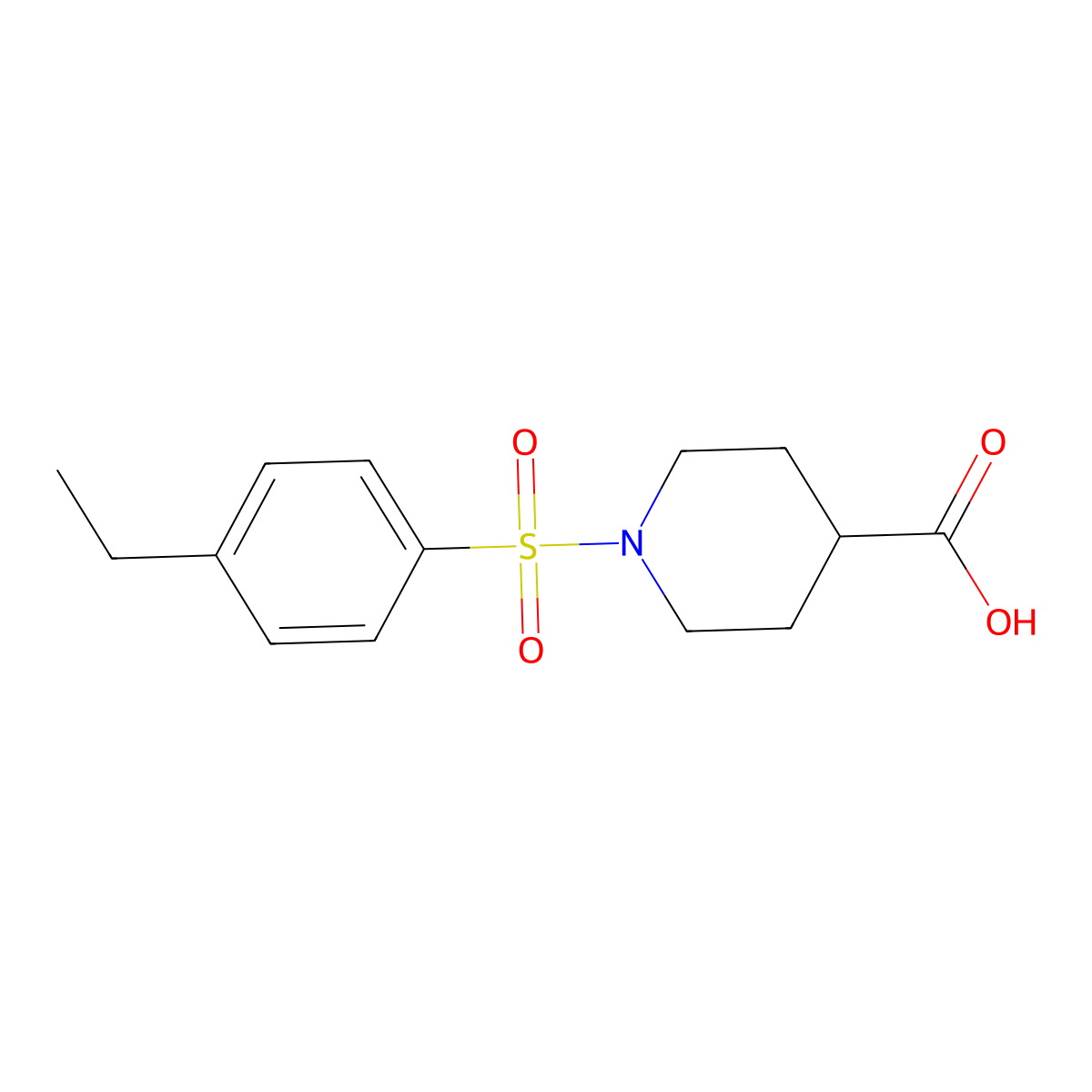 1-[(4-Ethylphenyl)sulfonyl]piperidine-4-carboxylic acid molecular structure, CAS 345990-55-8