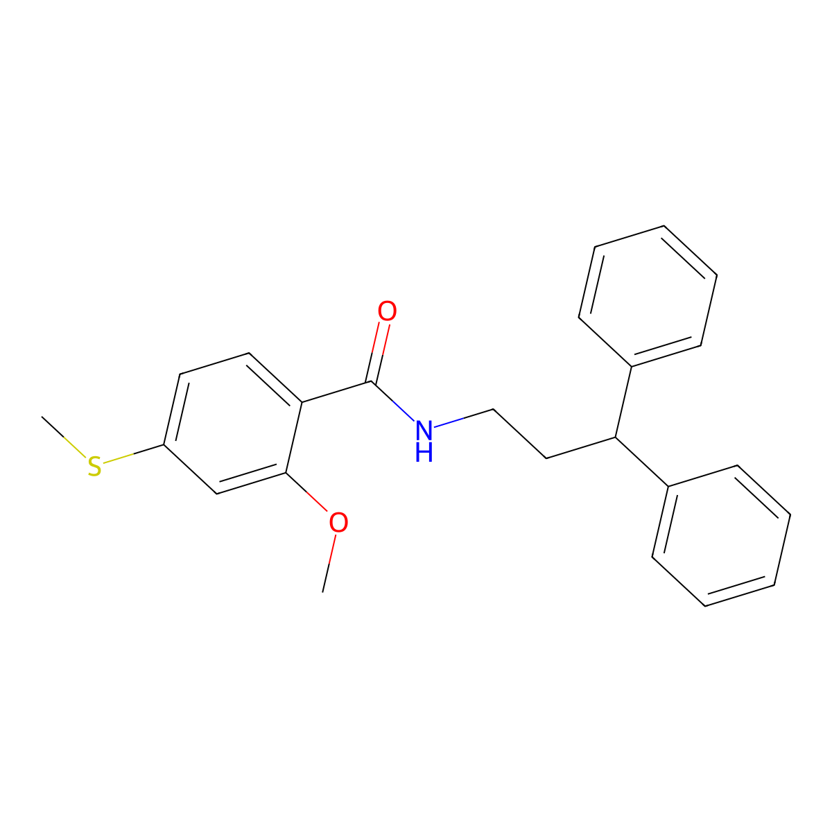 N-(3,3-Diphenylpropyl)-2-methoxy-4-(methylthio)benzamide molecular structure, CAS 345990-76-3