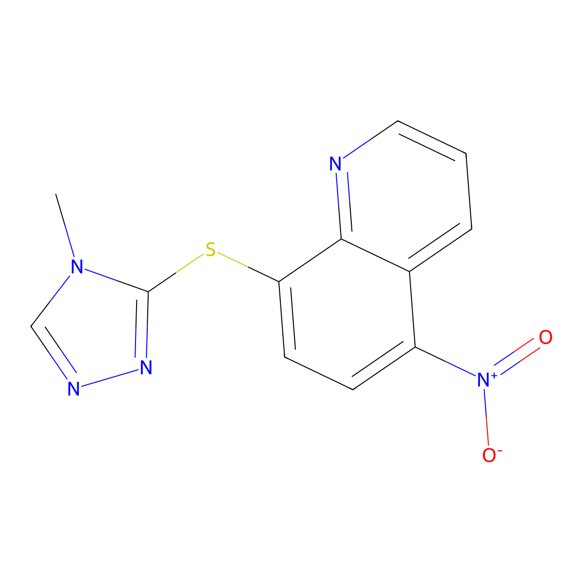 8-[(4-methyl-4H-1,2,4-triazol-3-yl)sulfanyl]-5-nitroquinoline molecular structure, CAS 345991-02-8