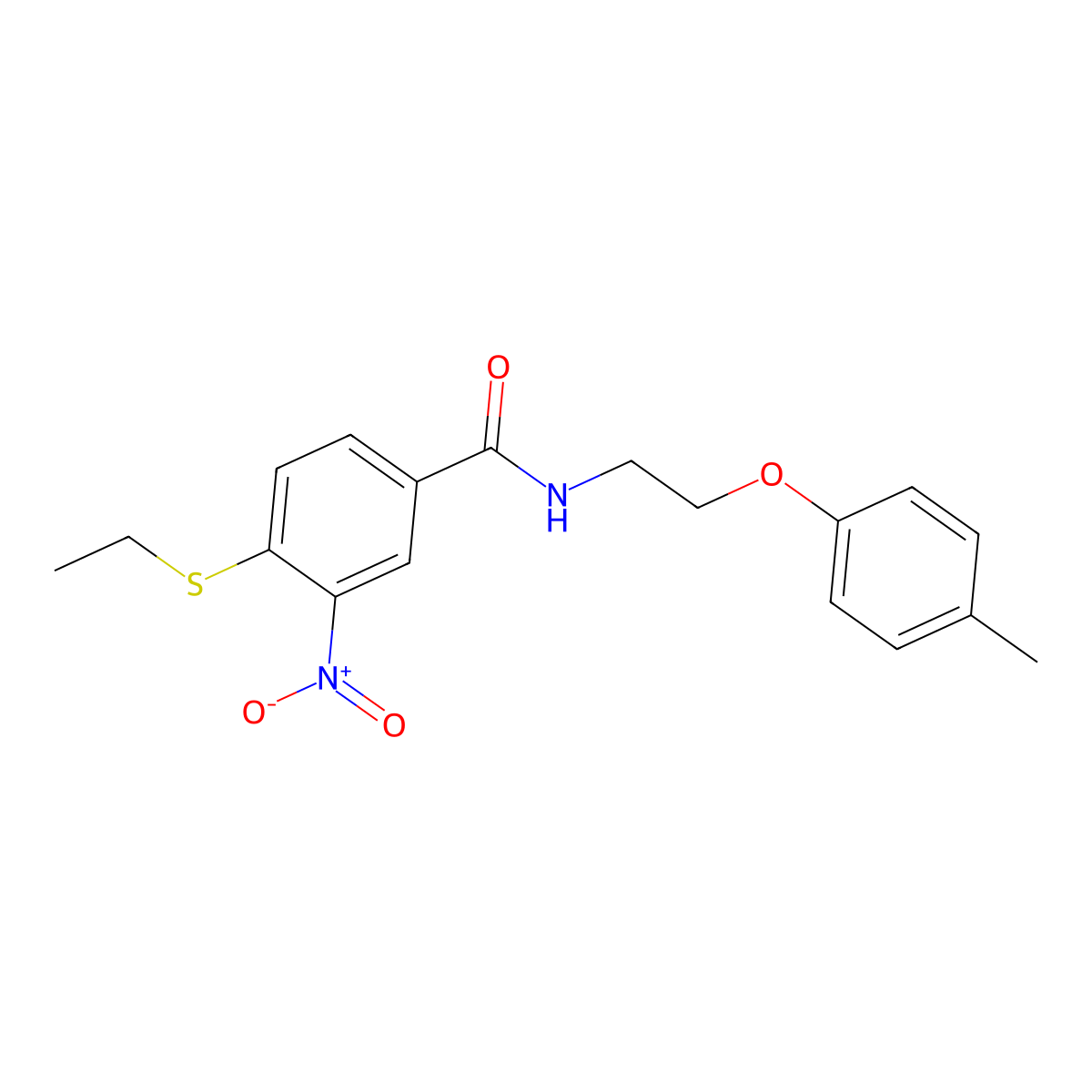 4-(Ethylsulfanyl)-N-[2-(4-methylphenoxy)ethyl]-3-nitrobenzamide molecular structure, CAS 345991-11-9