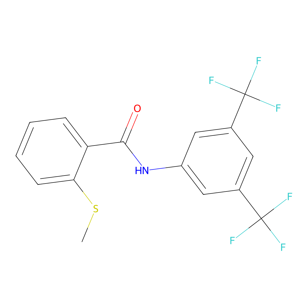 N-[3,5-bis(trifluoromethyl)phenyl]-2-(methylsulfanyl)benzamide molecular structure, CAS 345991-15-3