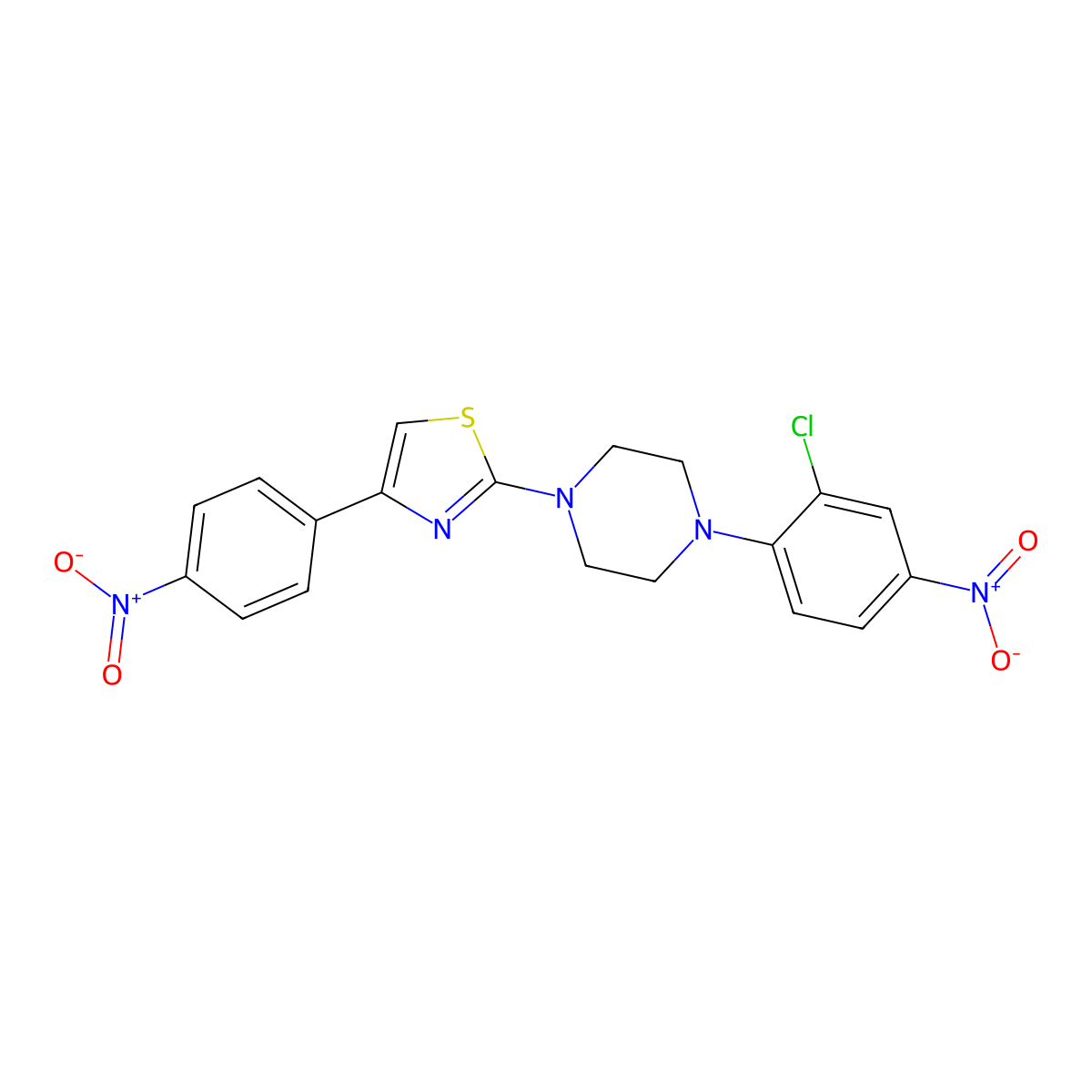 1-(2-Chloro-4-nitrophenyl)-4-(4-(4-nitrophenyl)-2-thiazolyl)piperazine molecular structure, CAS 345991-24-4