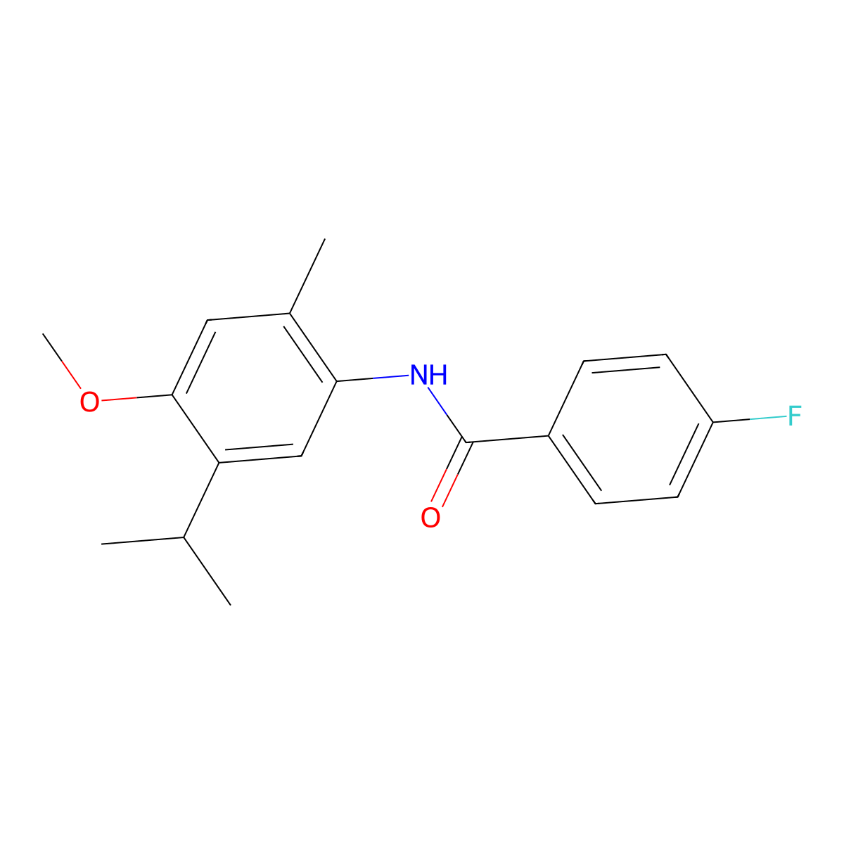 4-fluoro-N-(4-methoxy-2-methyl-5-propan-2-ylphenyl)benzamide molecular structure, CAS 345991-30-2