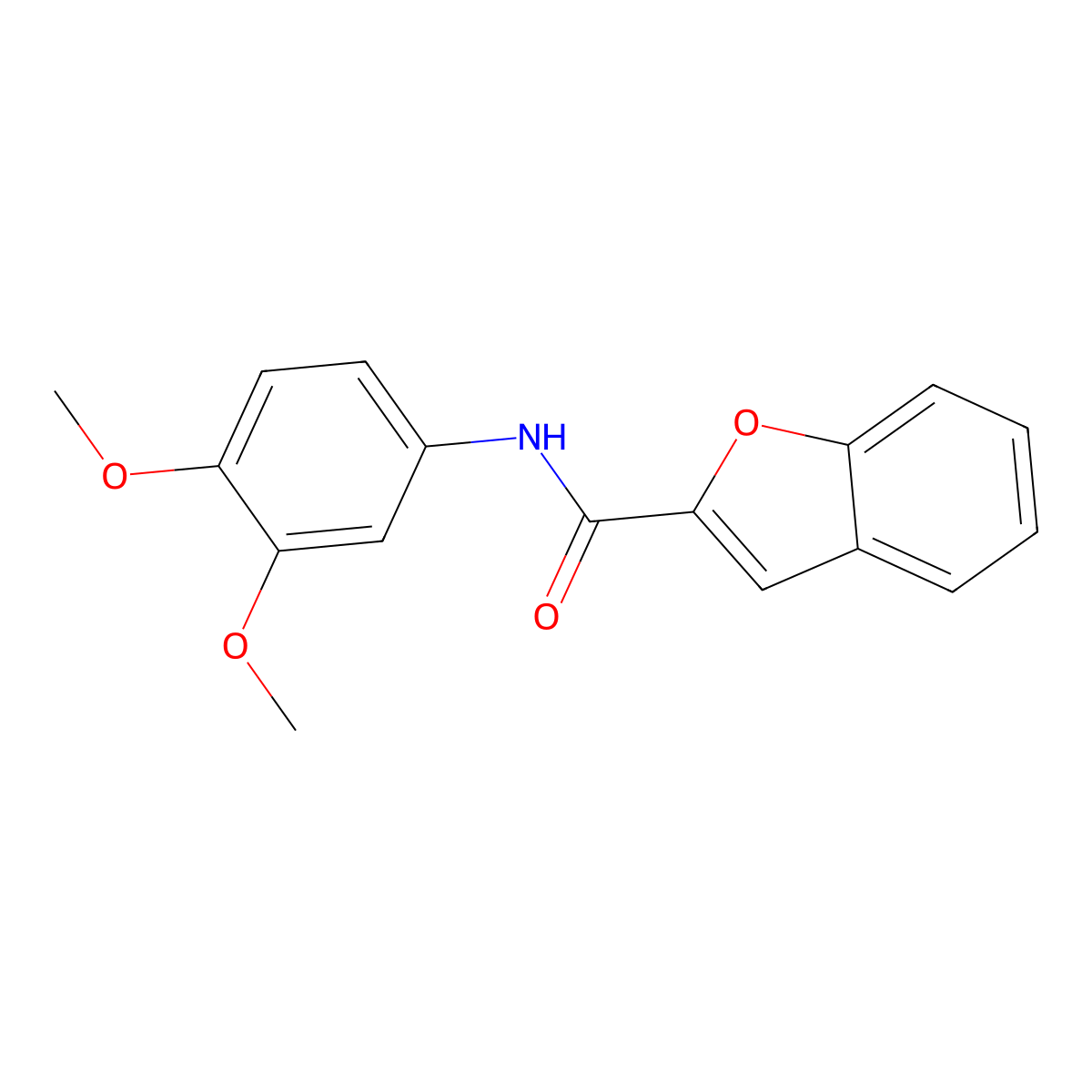 N-(3,4-dimethoxyphenyl)-1-benzofuran-2-carboxamide molecular structure, CAS 345991-36-8