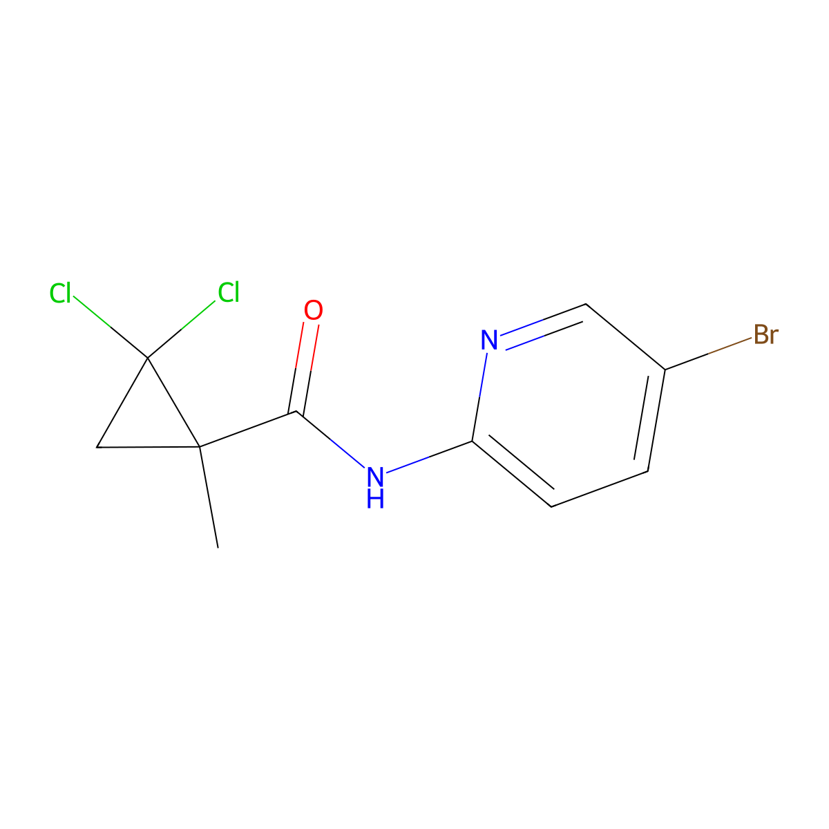 N-(5-bromopyridin-2-yl)-2,2-dichloro-1-methylcyclopropane-1-carboxamide molecular structure, CAS 345991-41-5