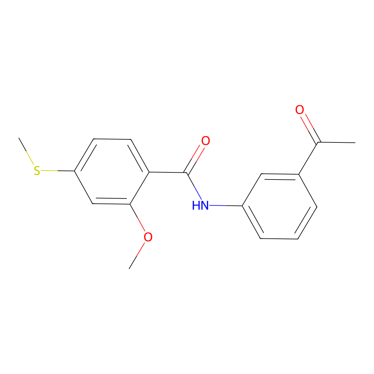 N-(3-acetylphenyl)-2-methoxy-4-(methylthio)benzamide molecular structure, CAS 345991-48-2