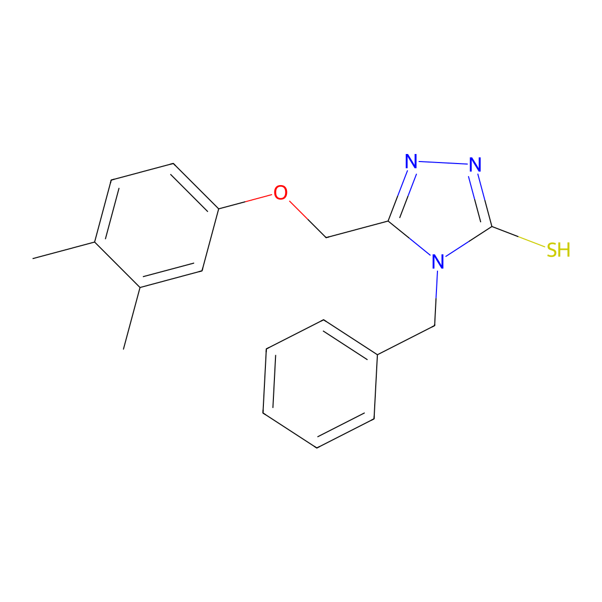 4-Benzyl-5-((3,4-Dimethylphenoxy)Methyl)-4H-1,2,4-Triazole-3-Thiol molecular structure, CAS 345991-51-7