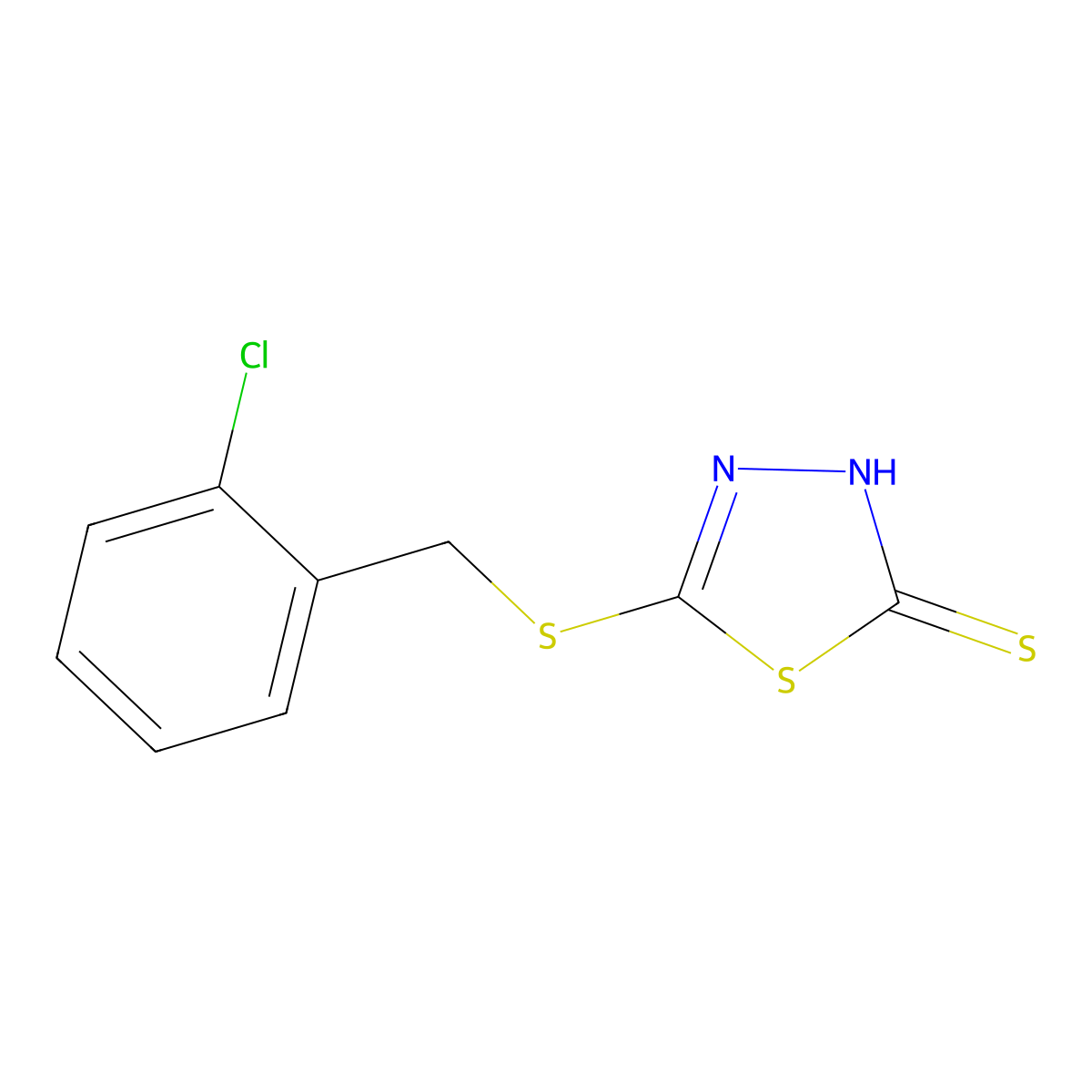 5-((2-Chlorobenzyl)thio)-1,3,4-thiadiazol-2-YL hydrosulfide molecular structure, CAS 345991-75-5