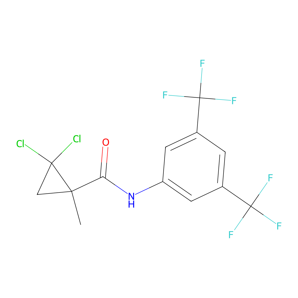 N-[3,5-bis(trifluoromethyl)phenyl]-2,2-dichloro-1-methylcyclopropane-1-carboxamide molecular structure, CAS 345991-83-5