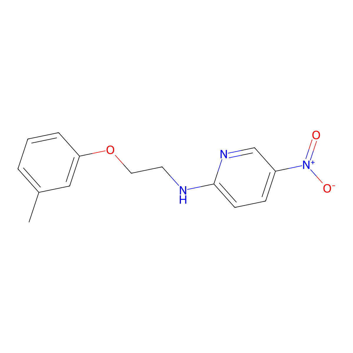 N-[2-(3-methylphenoxy)ethyl]-5-nitropyridin-2-amine molecular structure, CAS 345991-99-3