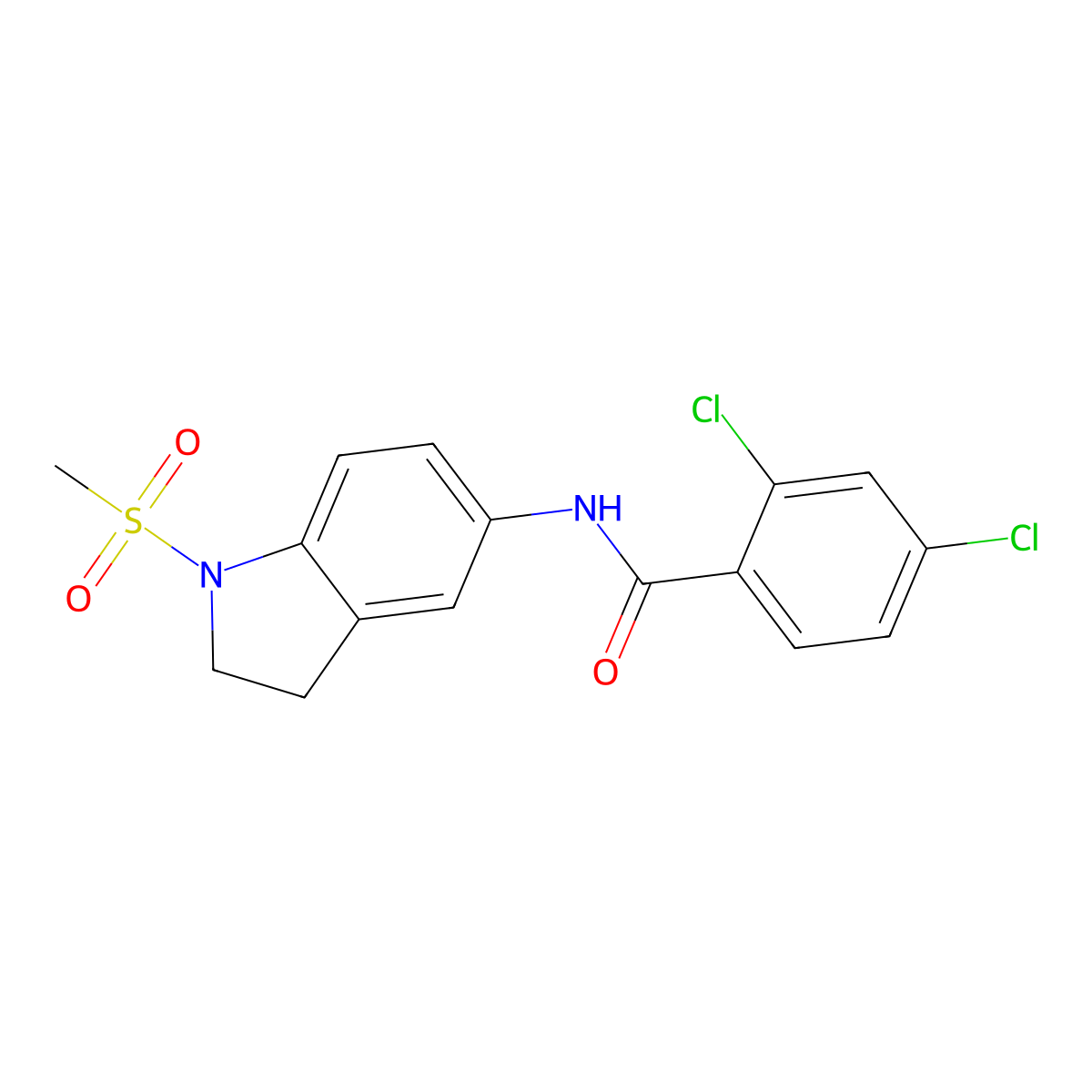 2,4-dichloro-N-(1-methylsulfonyl-2,3-dihydroindol-5-yl)benzamide molecular structure, CAS 345992-36-1