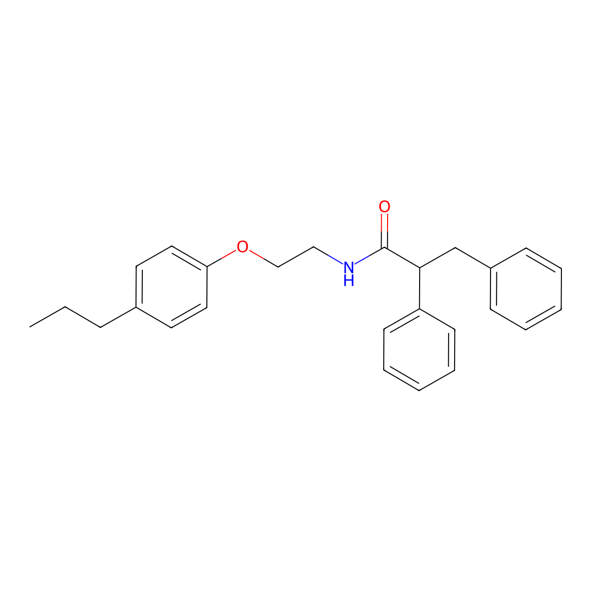 2,3-diphenyl-N-[2-(4-propylphenoxy)ethyl]propanamide molecular structure, CAS 345992-47-4