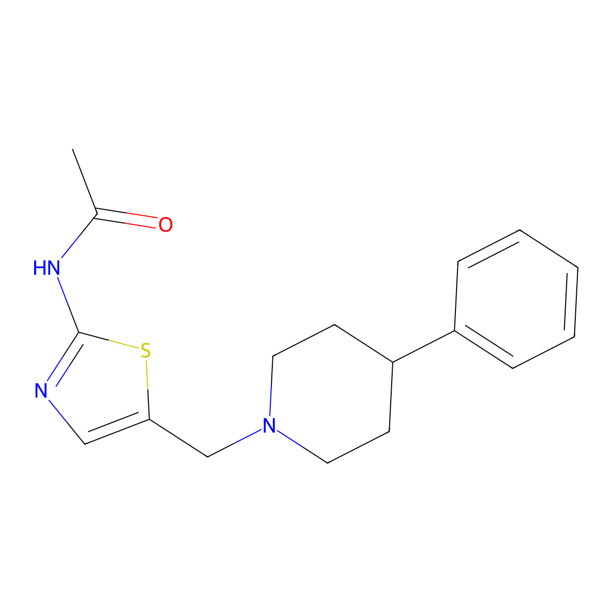 N-(5-((4-phenylpiperidin-1-yl)methyl)thiazol-2-yl)acetamide molecular structure, CAS 345992-64-5