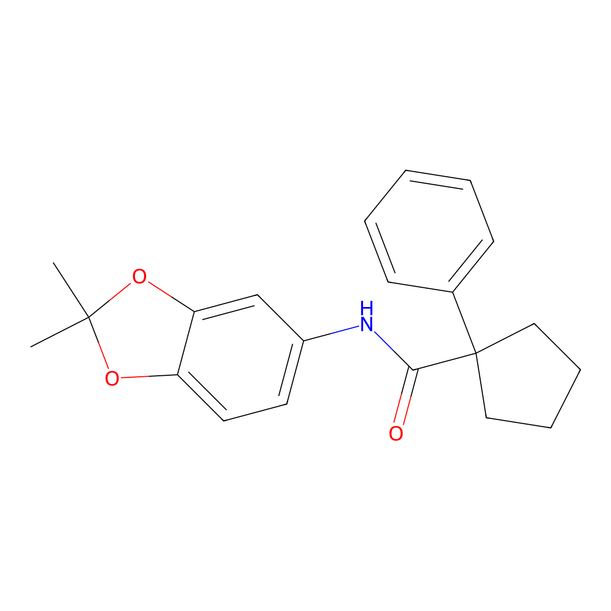N-(2,2-dimethyl-1,3-benzodioxol-5-yl)-1-phenylcyclopentane-1-carboxamide molecular structure, CAS 345992-68-9
