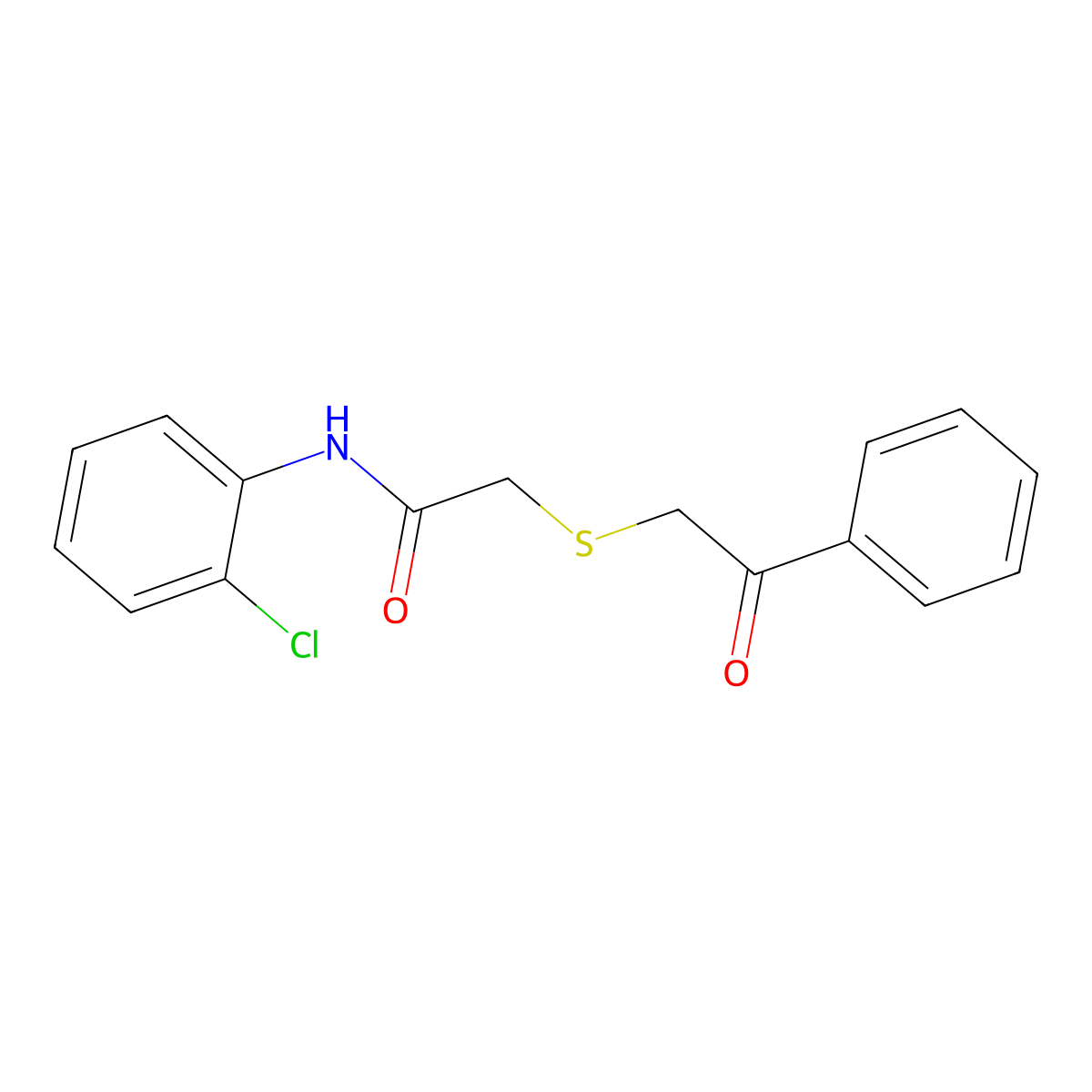 N-(2-chlorophenyl)-2-phenacylsulfanylacetamide molecular structure, CAS 345992-83-8