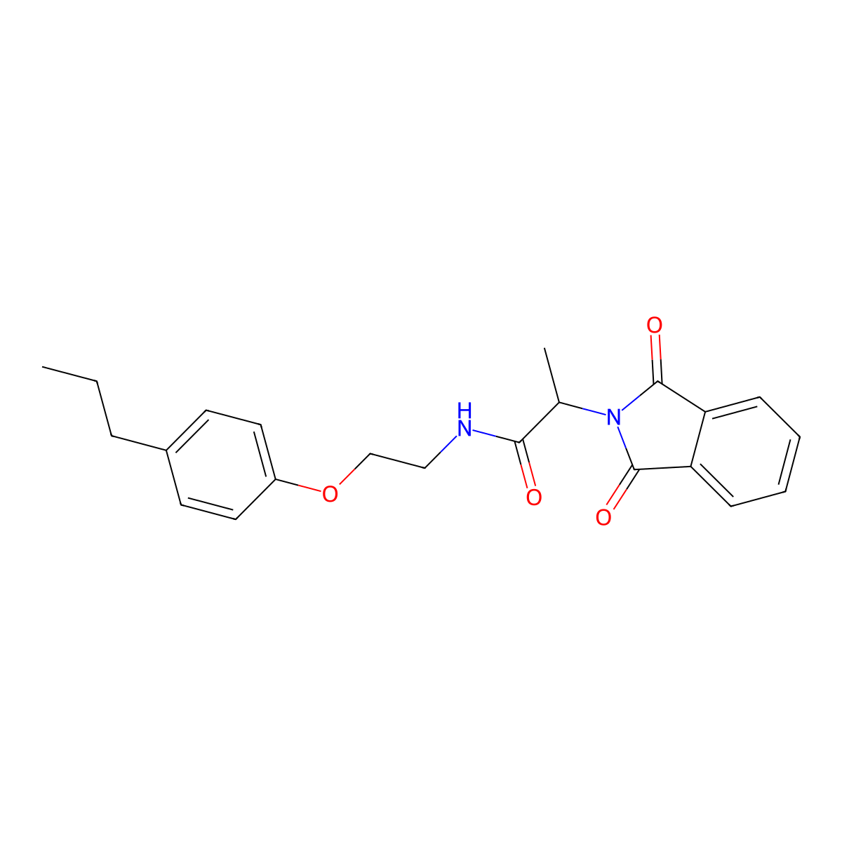 1,3-Dihydro-alpha-methyl-1,3-dioxo-N-[2-(4-propylphenoxy)ethyl]-2H-isoindole-2-acetamide molecular structure, CAS 345992-89-4