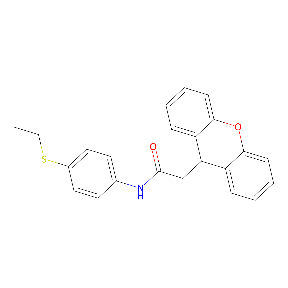 N-(4-ethylsulfanylphenyl)-2-(9H-xanthen-9-yl)acetamide molecular structure, CAS 345993-12-6