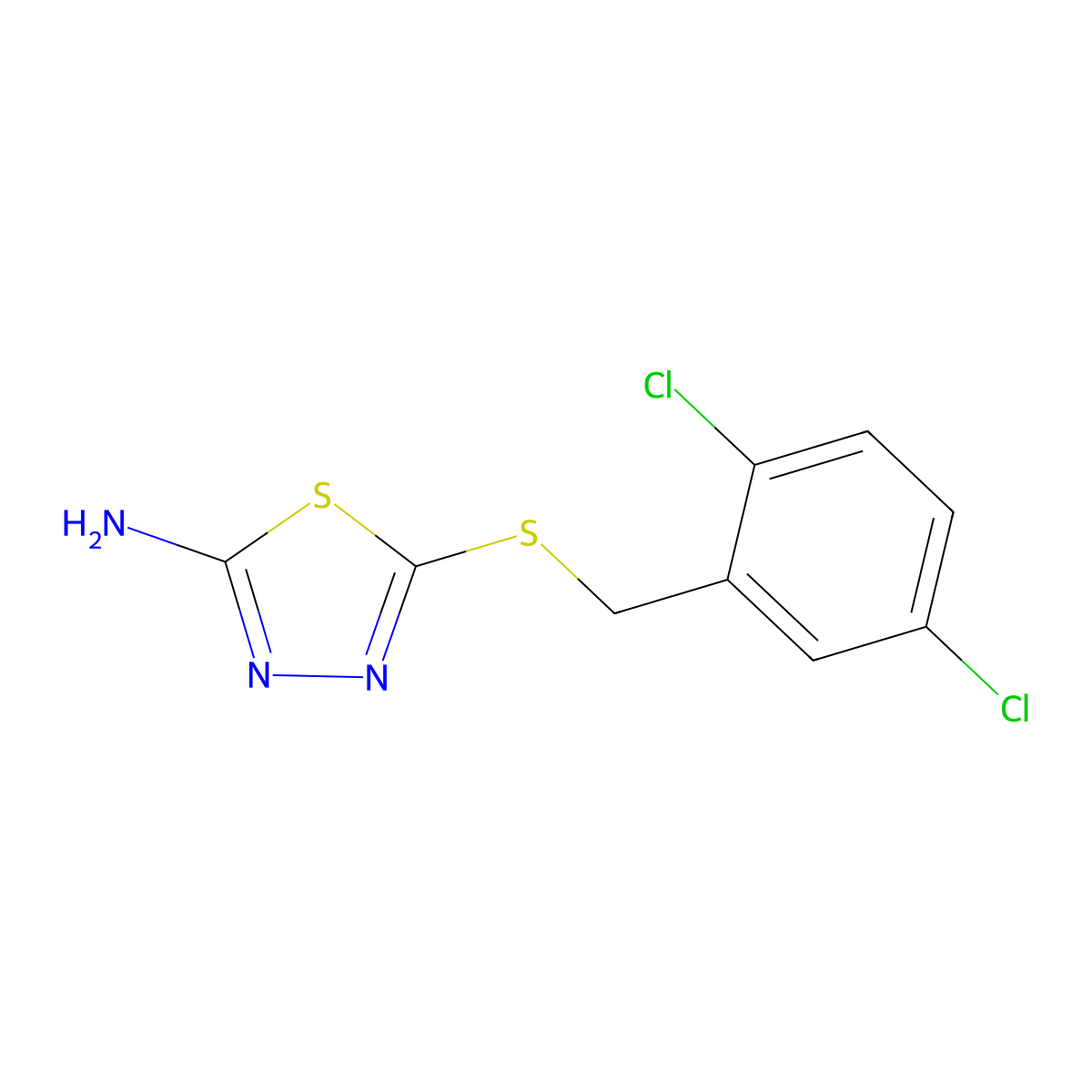 5-[(2,5-Dichlorobenzyl)thio]-1,3,4-thiadiazol-2-amine molecular structure, CAS 345993-15-9