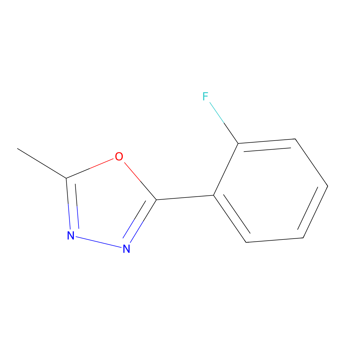 2-(2-Fluorophenyl)-5-methyl-1,3,4-oxadiazole molecular structure, CAS 345994-68-5