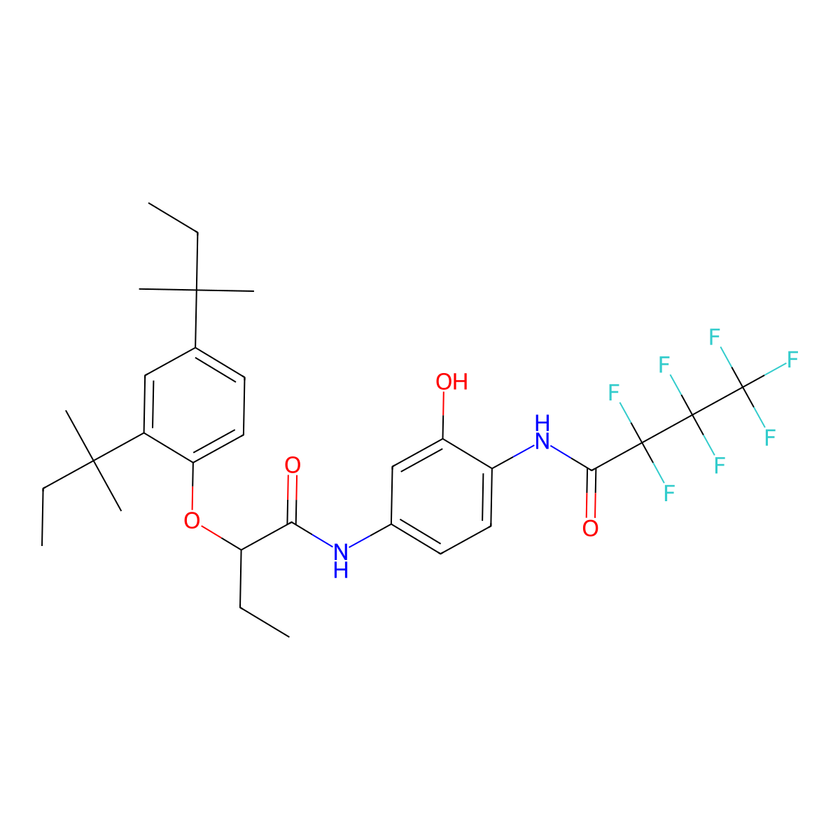N-[4-({2-[2,4-bis(2-methylbutan-2-yl)phenoxy]butanoyl}amino)-2-hydroxyphenyl]-2,2,3,3,4,4,4-heptafluorobutanamide molecular structure, CAS 346-10-1