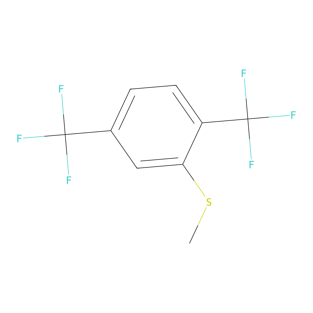 (2,5-Bis(trifluoromethyl)phenyl)(methyl)sulfane molecular structure, CAS 346-26-9