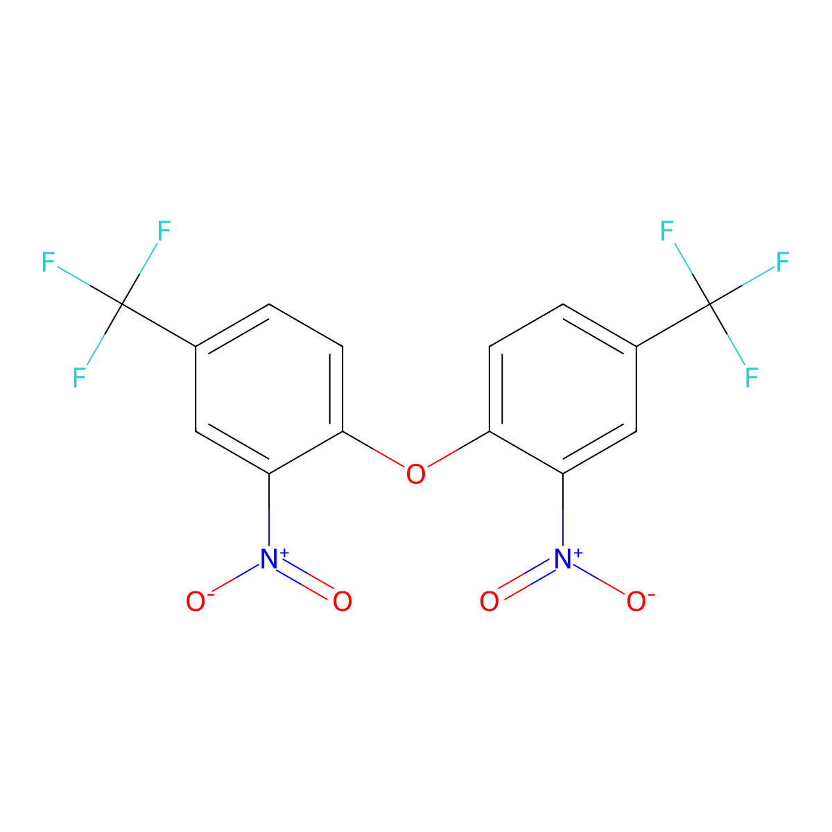 Benzene, 1,1'-oxybis[2-nitro-4-(trifluoromethyl)- molecular structure, CAS 346-41-8