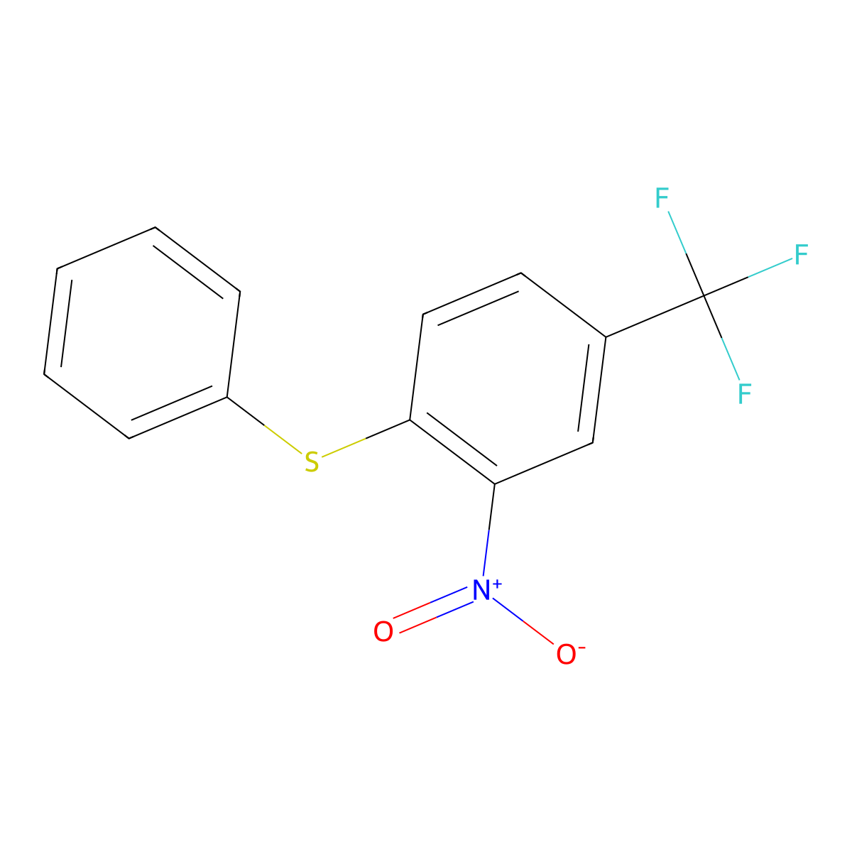 alpha,alpha,alpha-Trifluoro-3-nitro-4-(phenylthio)toluene molecular structure, CAS 346-44-1