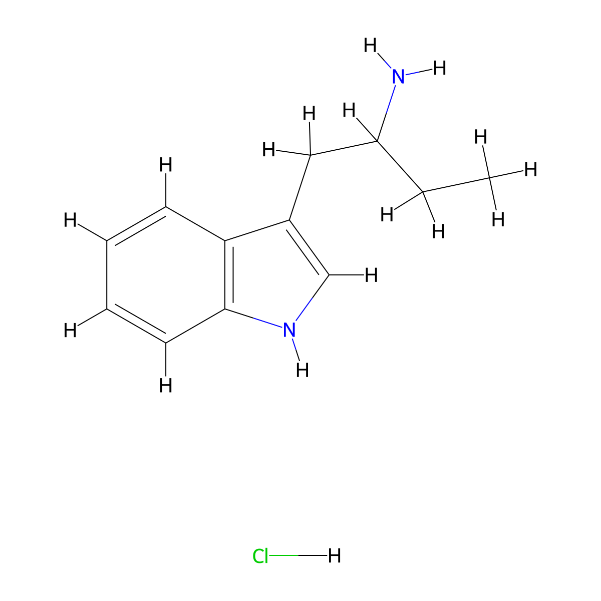 Etryptamine hydrochloride molecular structure, CAS 3460-71-7