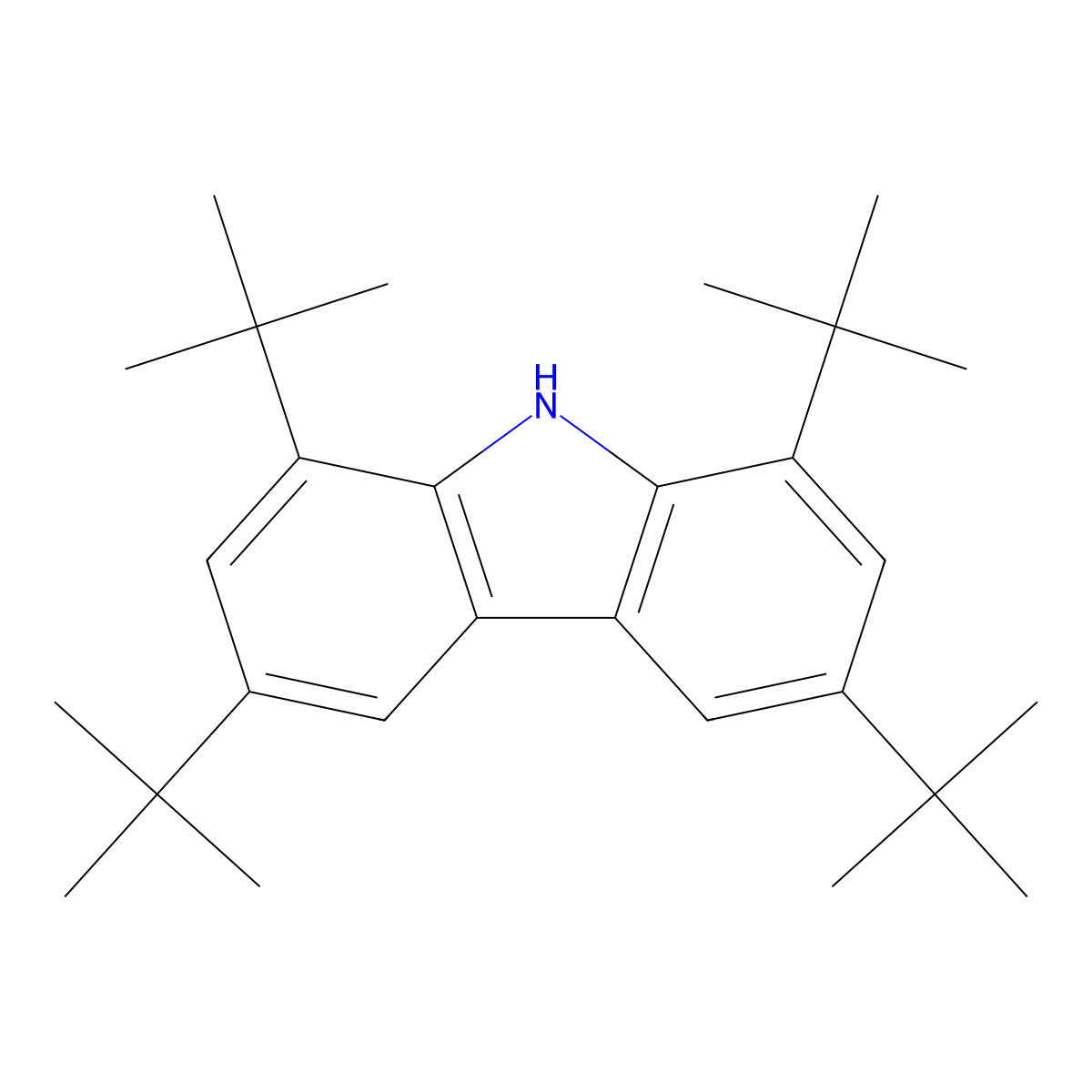1,3,6,8-Tetra-tert-butylcarbazole molecular structure, CAS 34601-54-2