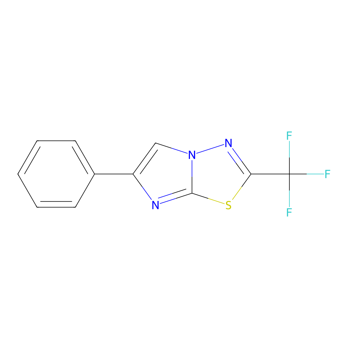 6-Phenyl-2-(trifluoromethyl)imidazo[2,1-b][1,3,4]thiadiazole molecular structure, CAS 34602-66-9