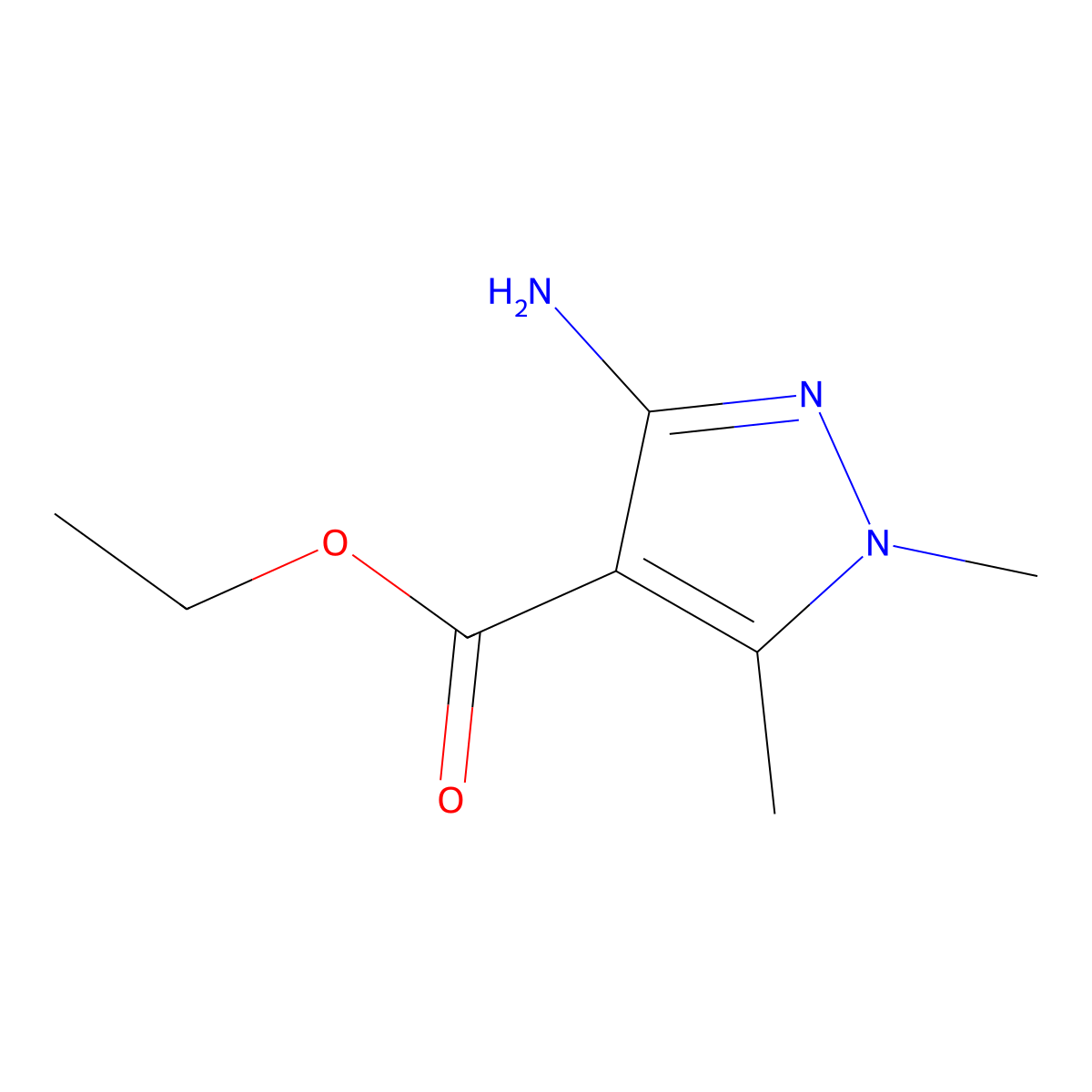 Ethyl 3-amino-1,5-dimethyl-1H-pyrazole-4-carboxylate molecular structure, CAS 34605-61-3