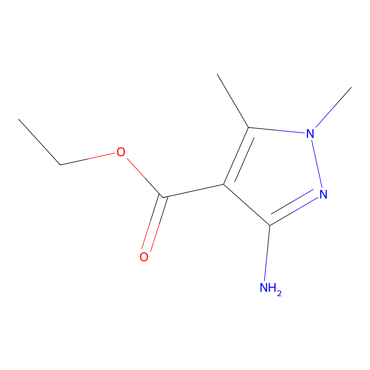 Ethyl 3-amino-1,5-dimethyl-1H-pyrazole-4-carboxylate molecular structure, CAS 34605-61-3