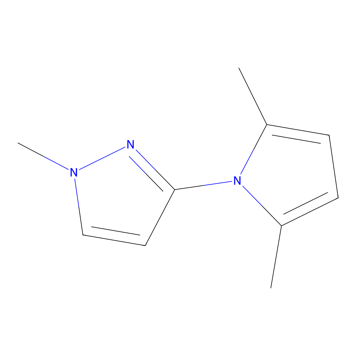 3-(2,5-dimethyl-1H-pyrrol-1-yl)-1-methyl-1H-pyrazole molecular structure, CAS 34605-66-8
