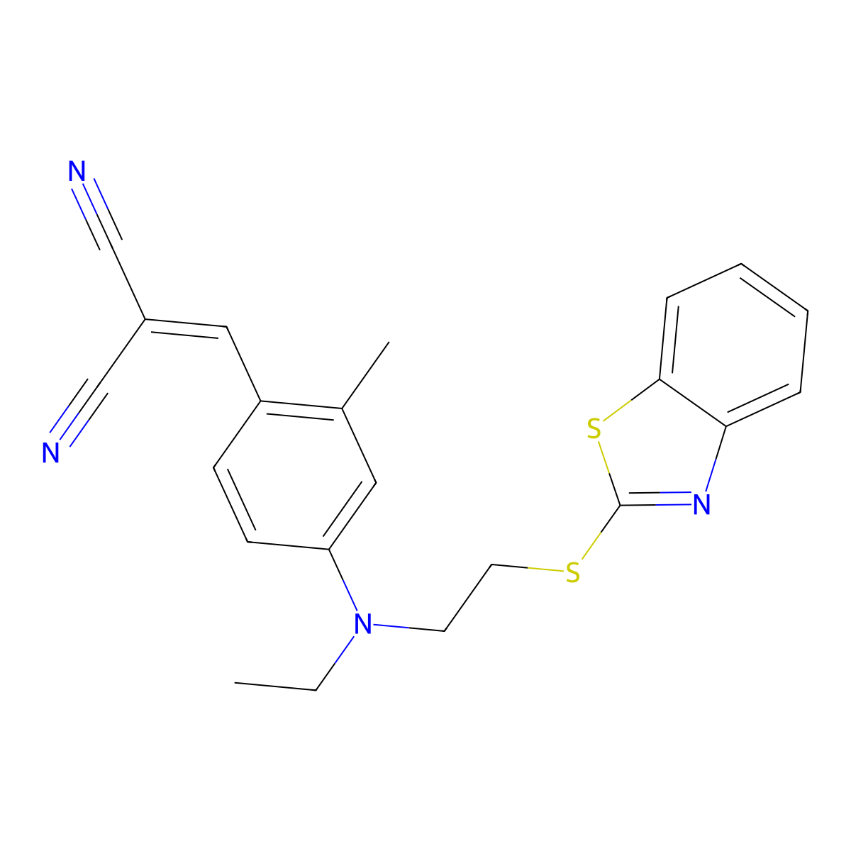 Propanedinitrile, 2-[[4-[[2-(2-benzothiazolylthio)ethyl]ethylamino]-2-methylphenyl]methylene]- molecular structure, CAS 34613-03-1