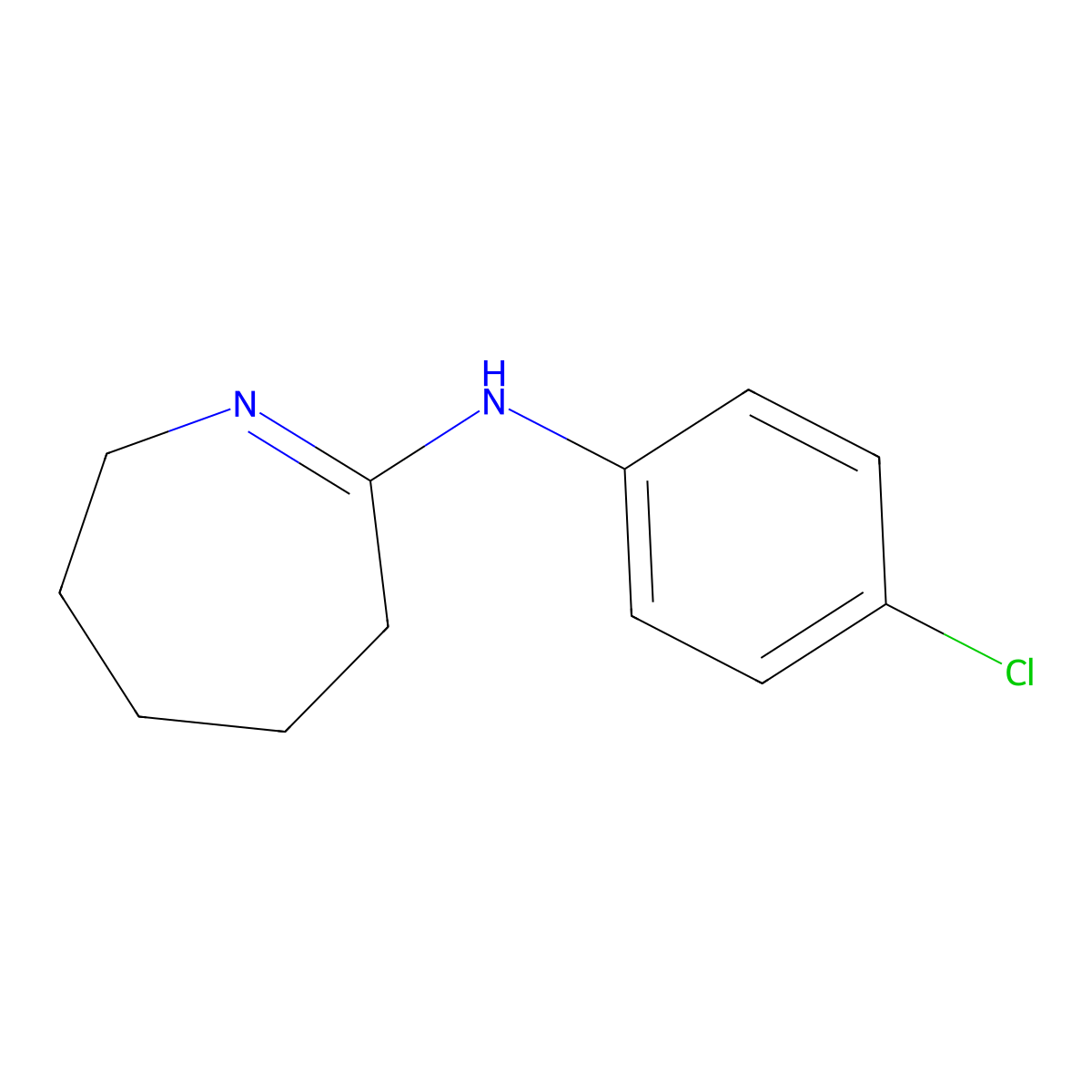 N-(4-chlorophenyl)-3,4,5,6-tetrahydro-2H-azepin-7-amine molecular structure, CAS 34616-99-4