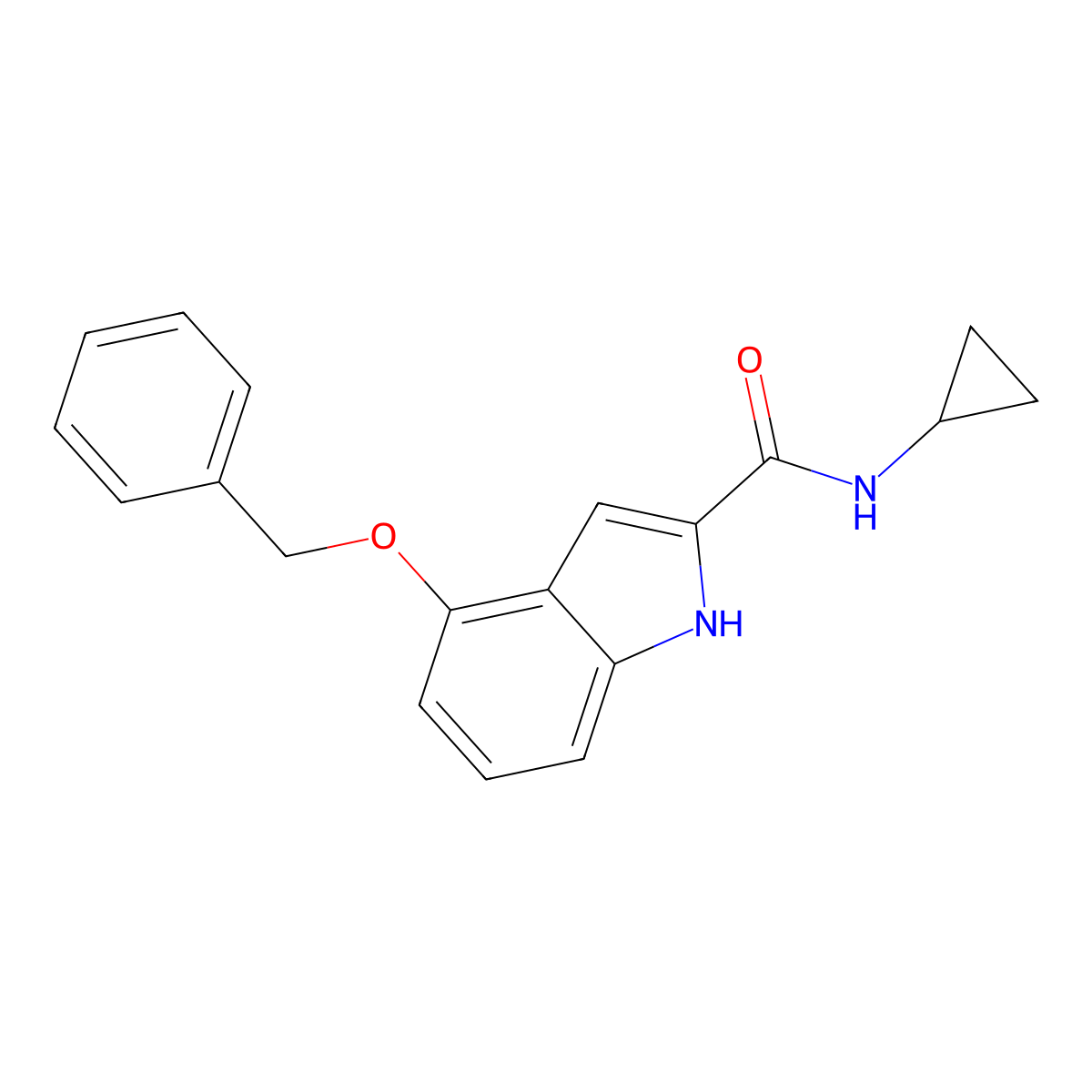 4-(benzyloxy)-N-cyclopropyl-1H-indole-2-carboxamide molecular structure, CAS 34617-11-3