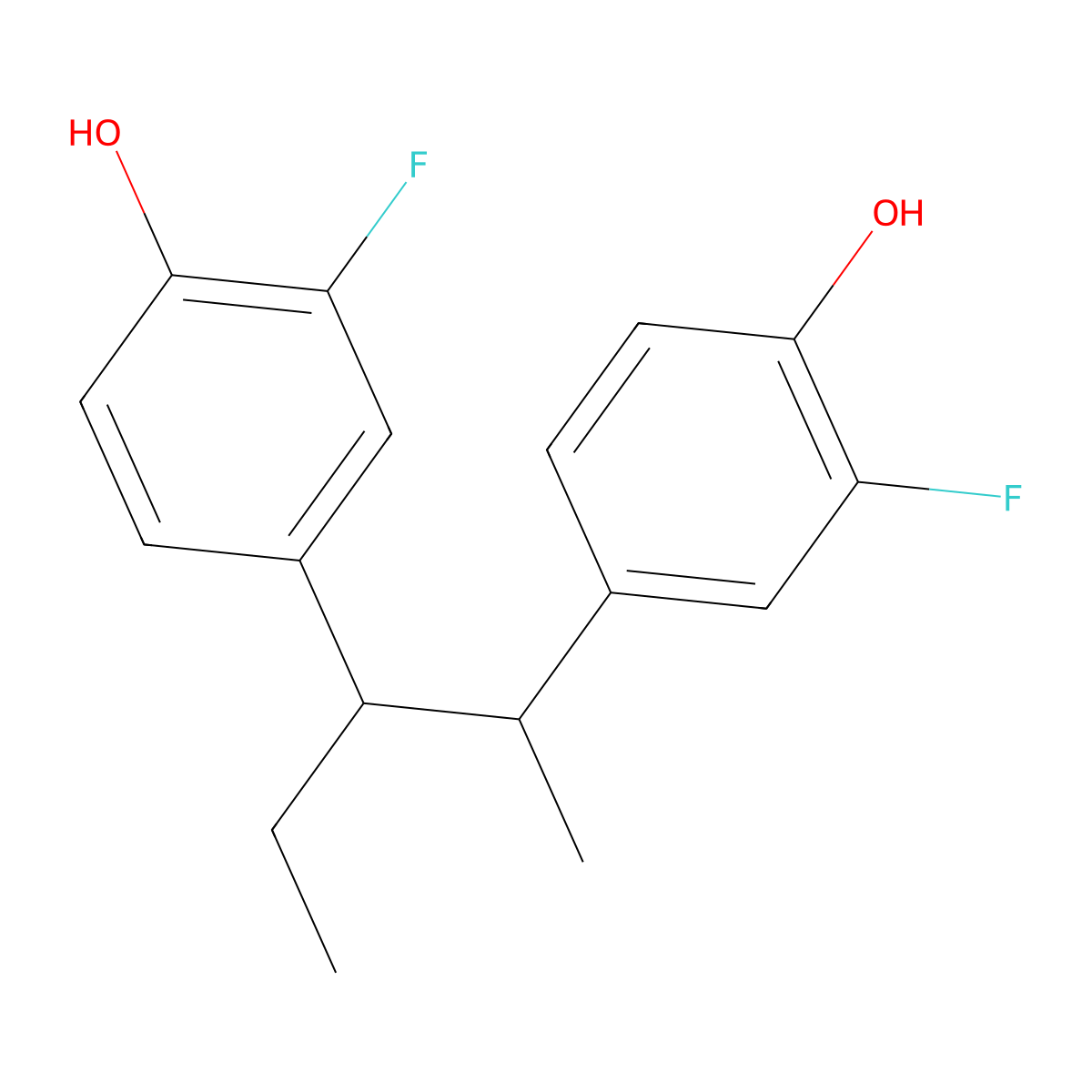 2-Fluoro-4-[3-(3-fluoro-4-hydroxyphenyl)pentan-2-yl]phenol molecular structure, CAS 34633-34-6