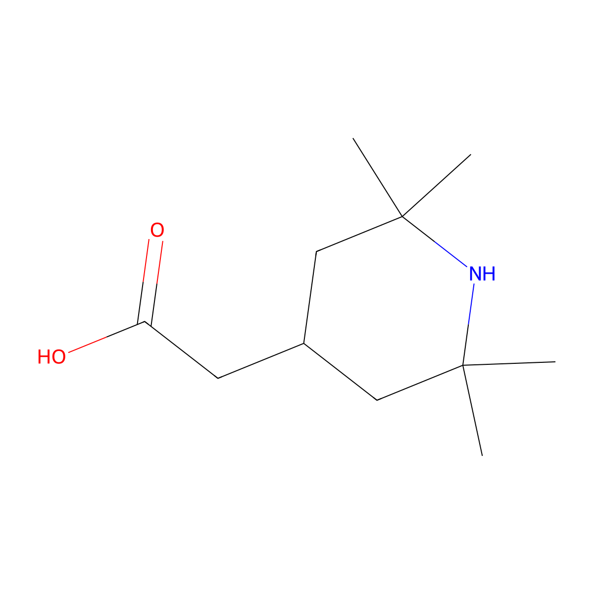 (2,2,6,6-Tetramethylpiperidin-4-yl)acetic acid molecular structure, CAS 34635-77-3