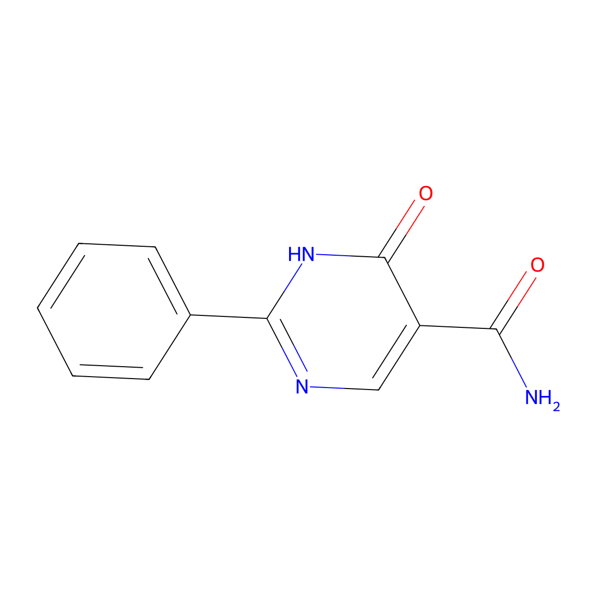 6-Oxo-2-phenyl-1,6-dihydropyrimidine-5-carboxamide molecular structure, CAS 34637-69-9