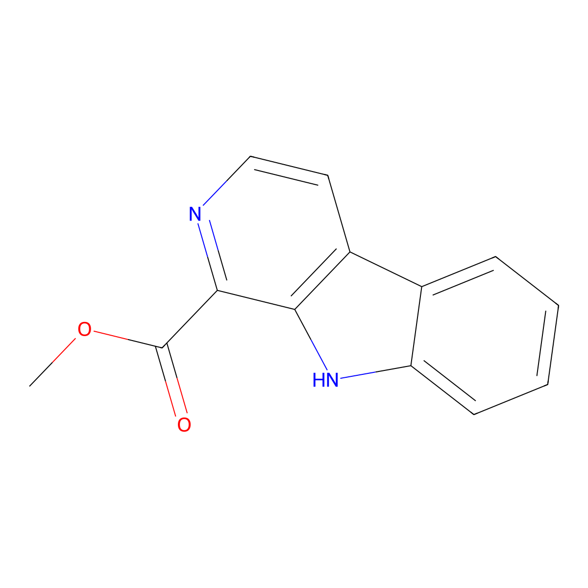 Methyl 9H-pyrido(3,4-b)indole-1-carboxylate molecular structure, CAS 3464-66-2