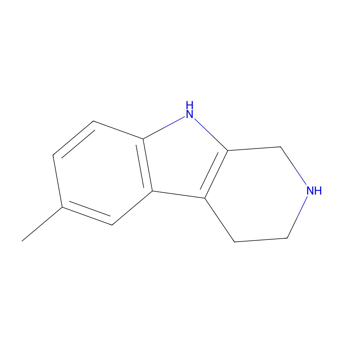 6-methyl-2,3,4,9-tetrahydro-1H-pyrido[3,4-b]indole molecular structure, CAS 3464-80-0