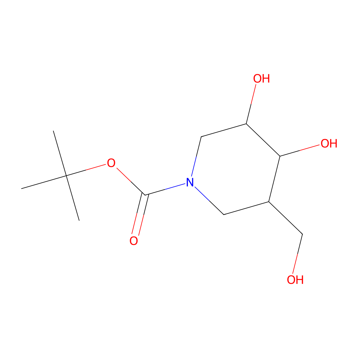 Tert-butyl 3,4-dihydroxy-5-(hydroxymethyl)piperidine-1-carboxylate molecular structure, CAS 346408-05-7