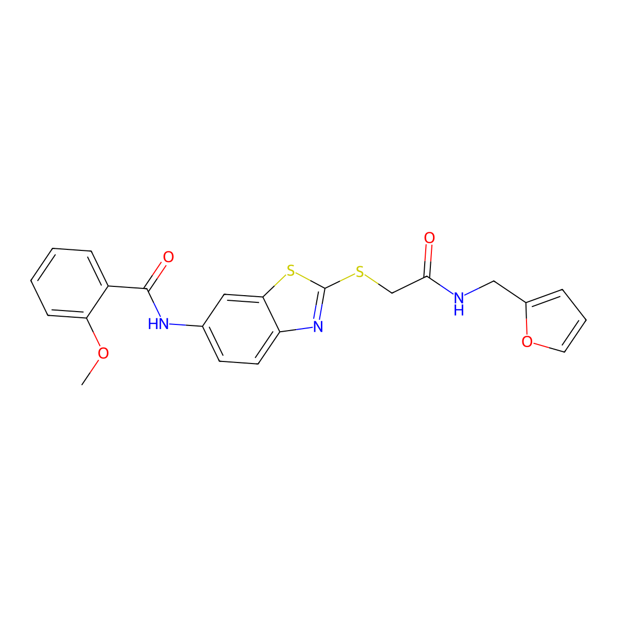 N-[2-[2-(furan-2-ylmethylamino)-2-oxoethyl]sulfanyl-1,3-benzothiazol-6-yl]-2-methoxybenzamide molecular structure, CAS 346409-68-5
