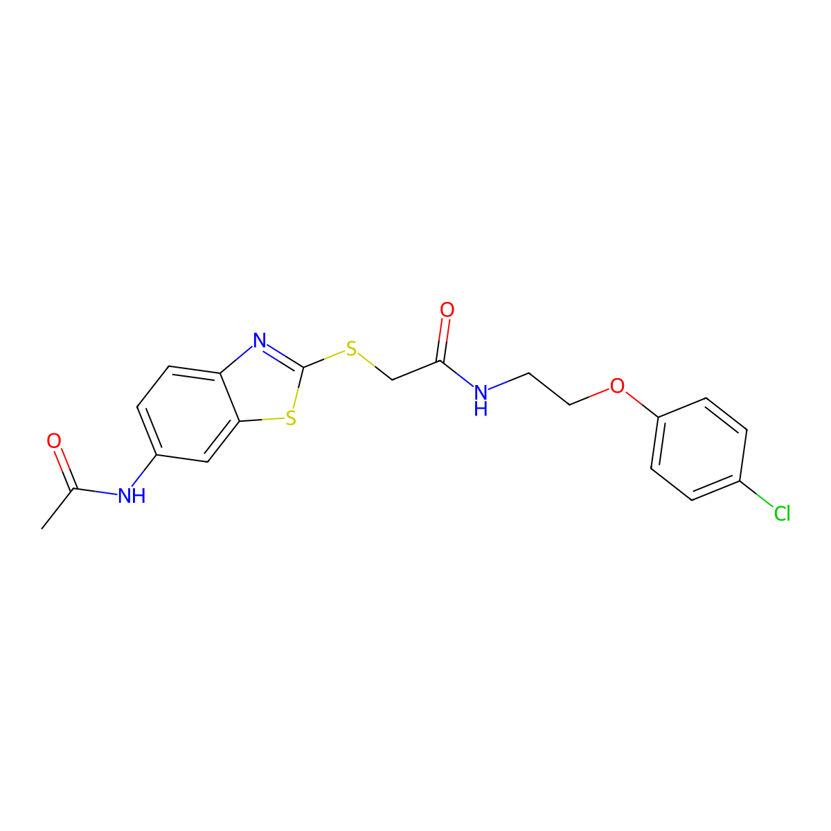 2-[(6-acetamido-1,3-benzothiazol-2-yl)sulfanyl]-N-[2-(4-chlorophenoxy)ethyl]acetamide molecular structure, CAS 346410-84-2
